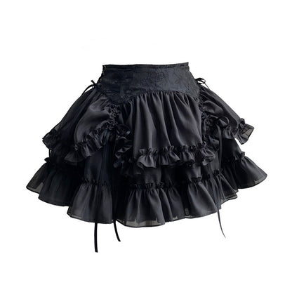 【1月29日予約締切】ゴシックレースアップコルセットビスチェトップス＋ドロストフリルスカート＋バタフライストラップ