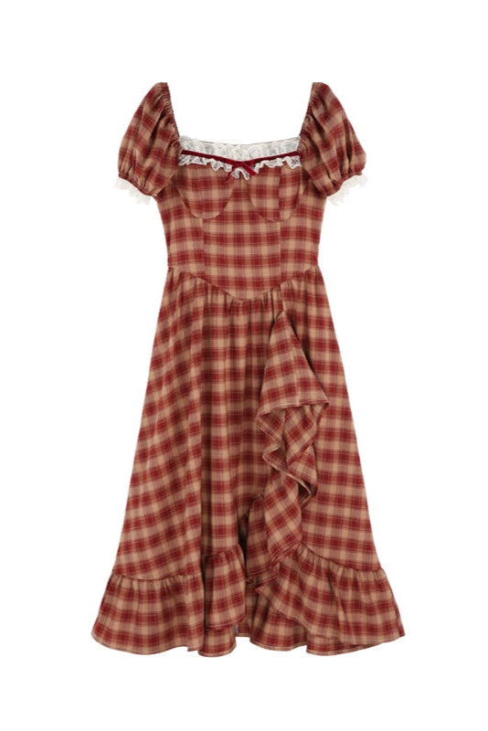 Robe tutu à carreaux cœur doux