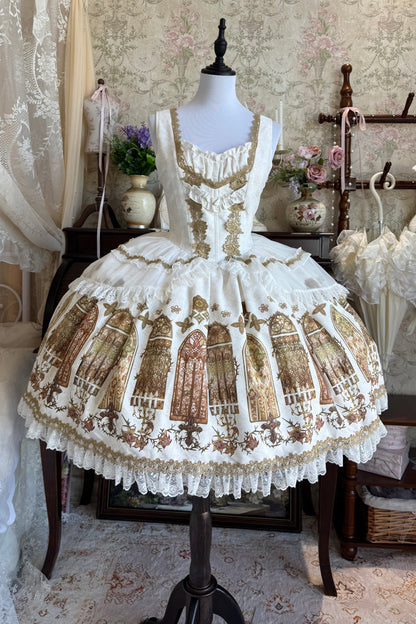 【9月28日予約締切】Gothic Lolita Stained Glass Lace Ruffle Corset JSK Dress