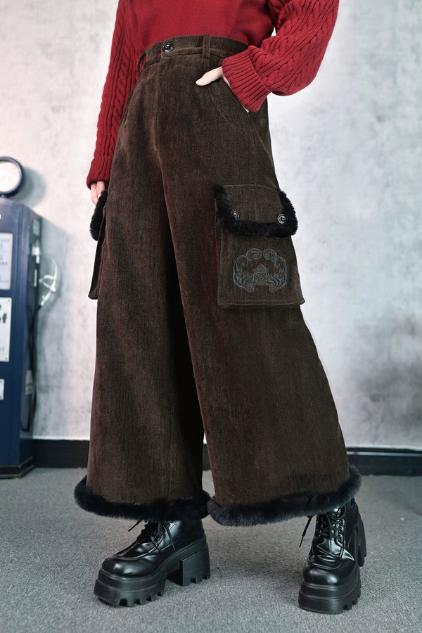 モードエンブロイダードワイドレッグパンツ