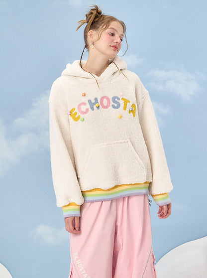 Logo Star Rainbow Hooded Boa Hoodie