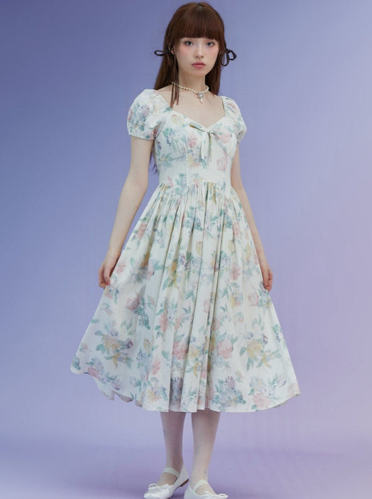 Retro Girly Summer Flower Dress