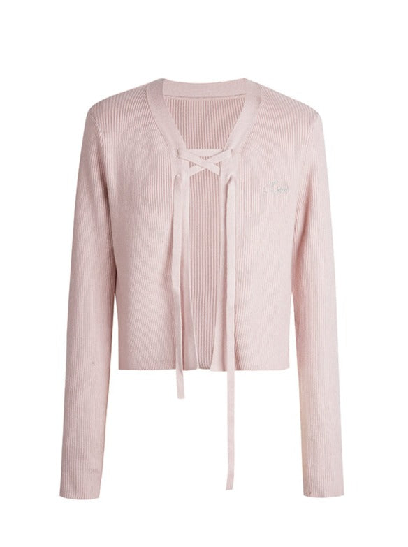 College Style Loose Pink Knit
