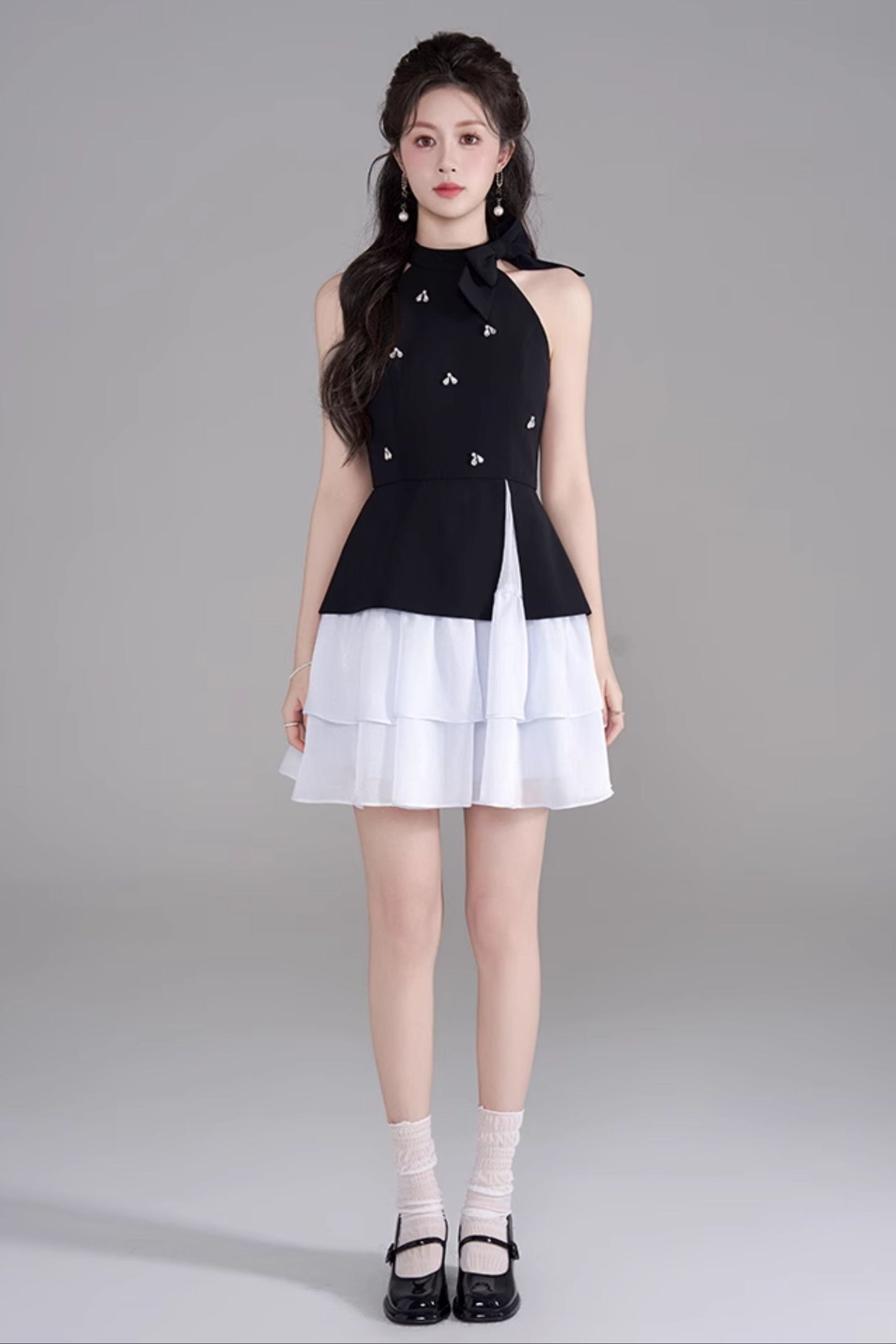 Sleeveless French Puff Dress