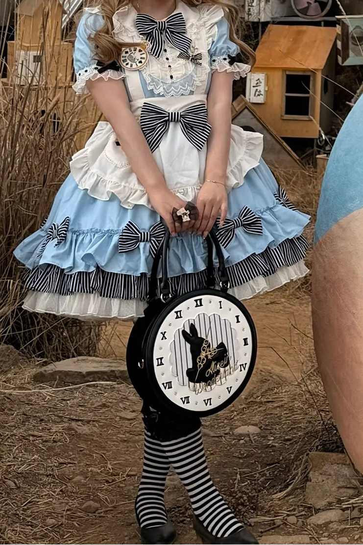[Date limite de précommande : 16 juillet] Sac à main horloge lapin fantasy Alice (avec bandoulière)