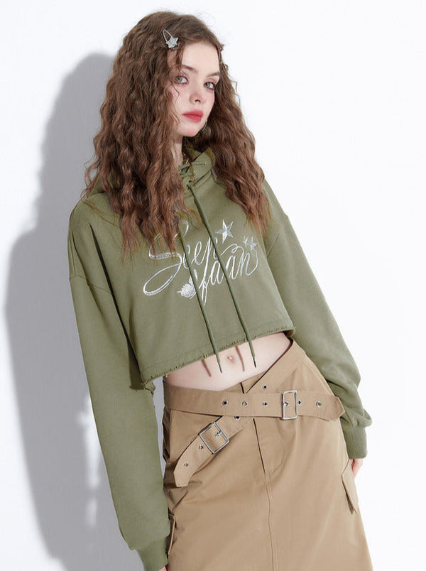 Star Logo Hooded Short Sweatshirt Hoodie