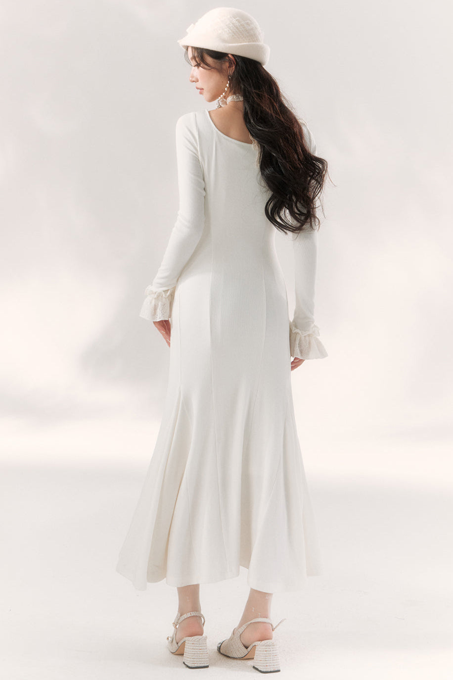 open-neck fishtail dress