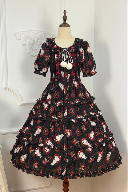 [Pre-order Deadline: January 31] Forest Berry Rabbit Series Daily Puff Sleeve Dress