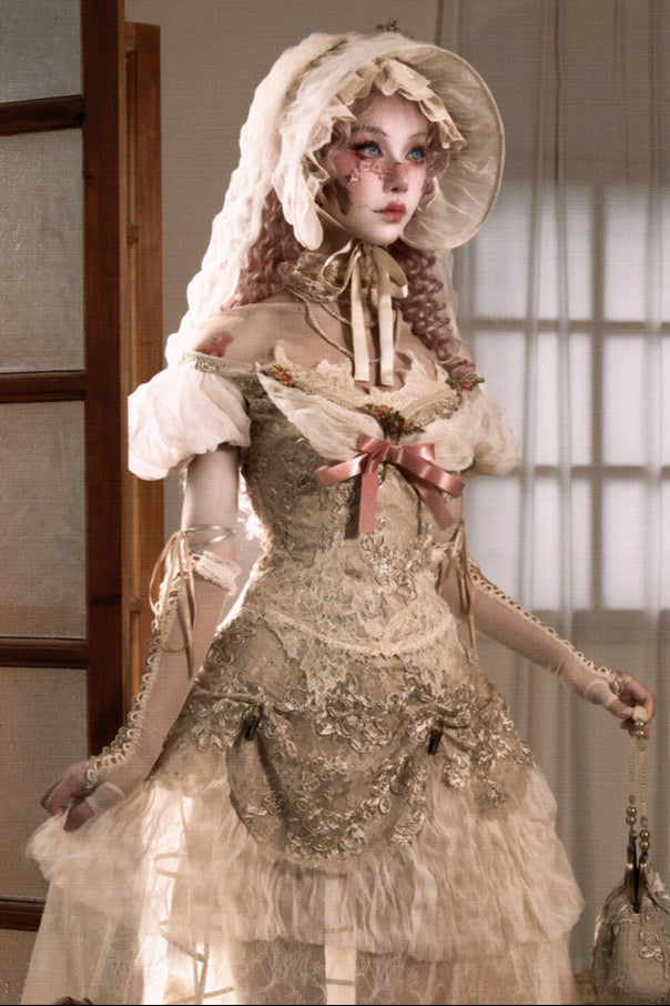 Edwardian Elegant One Shoulder Puff Sleeve Top + Leg Covers