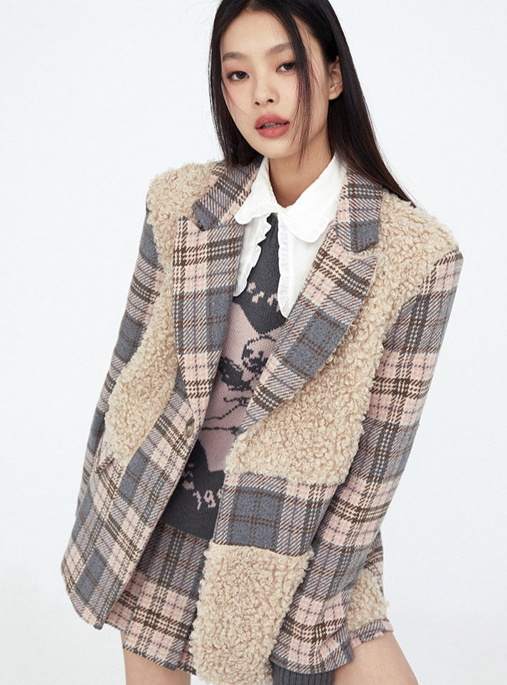 Boa Check Stitch Wool Jacket