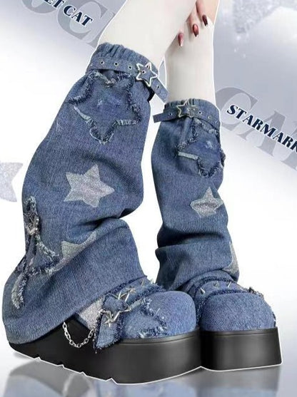 Denim Dark Thick Soled Shoes