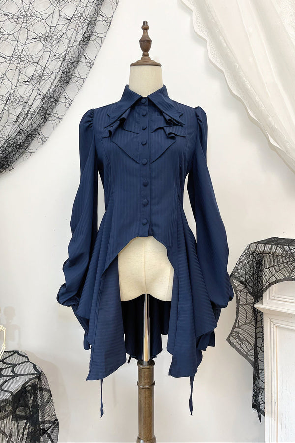 【12月29日予約締切】ダークゴシックコウモリカラーエレガントロングテールシャツ