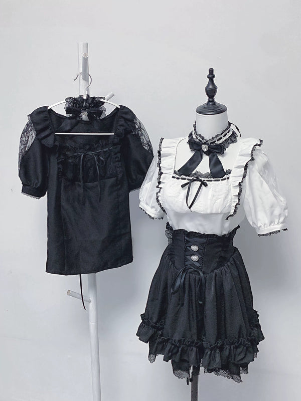 Lace Ribbon Shirt + Skirt