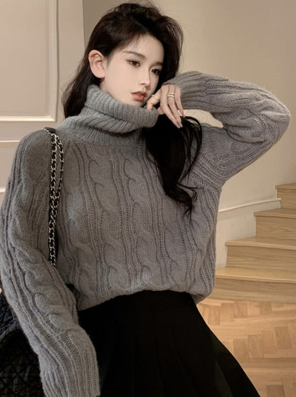 Sweet High Neck Cable Knit