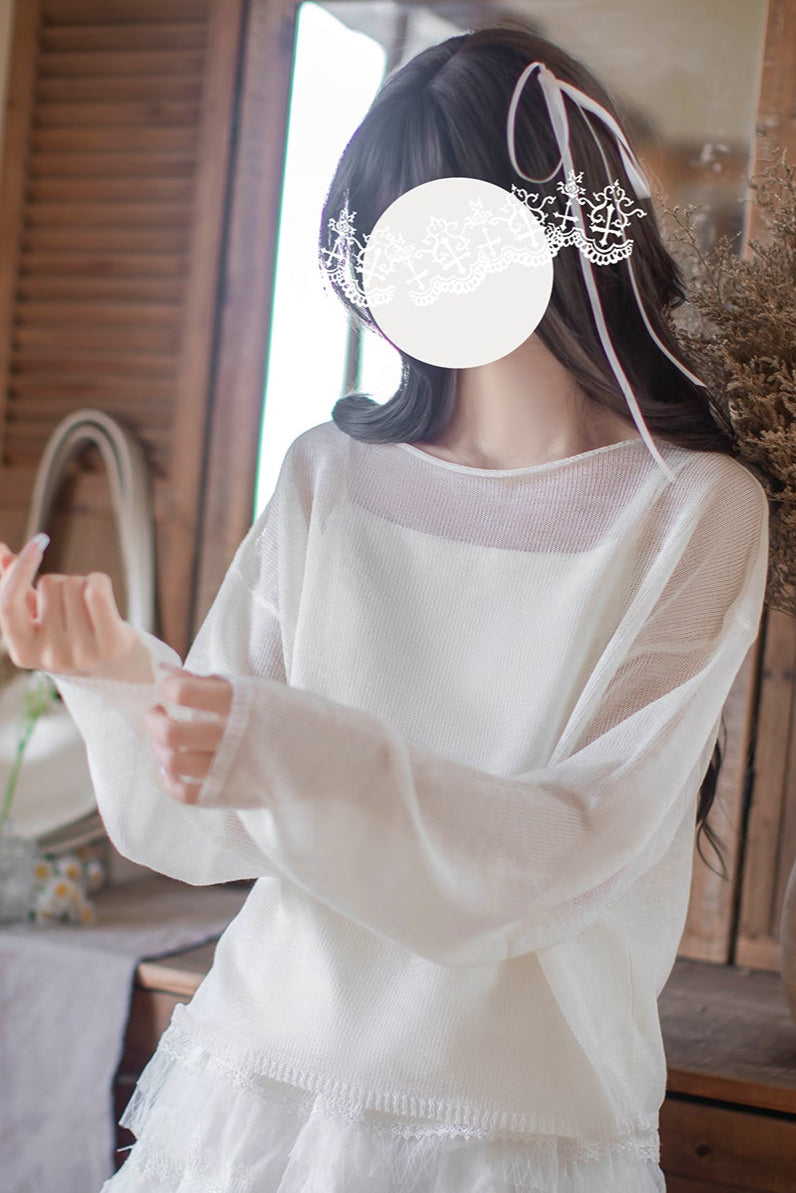 White Linen Top (w/Inner) + Flared Skirt