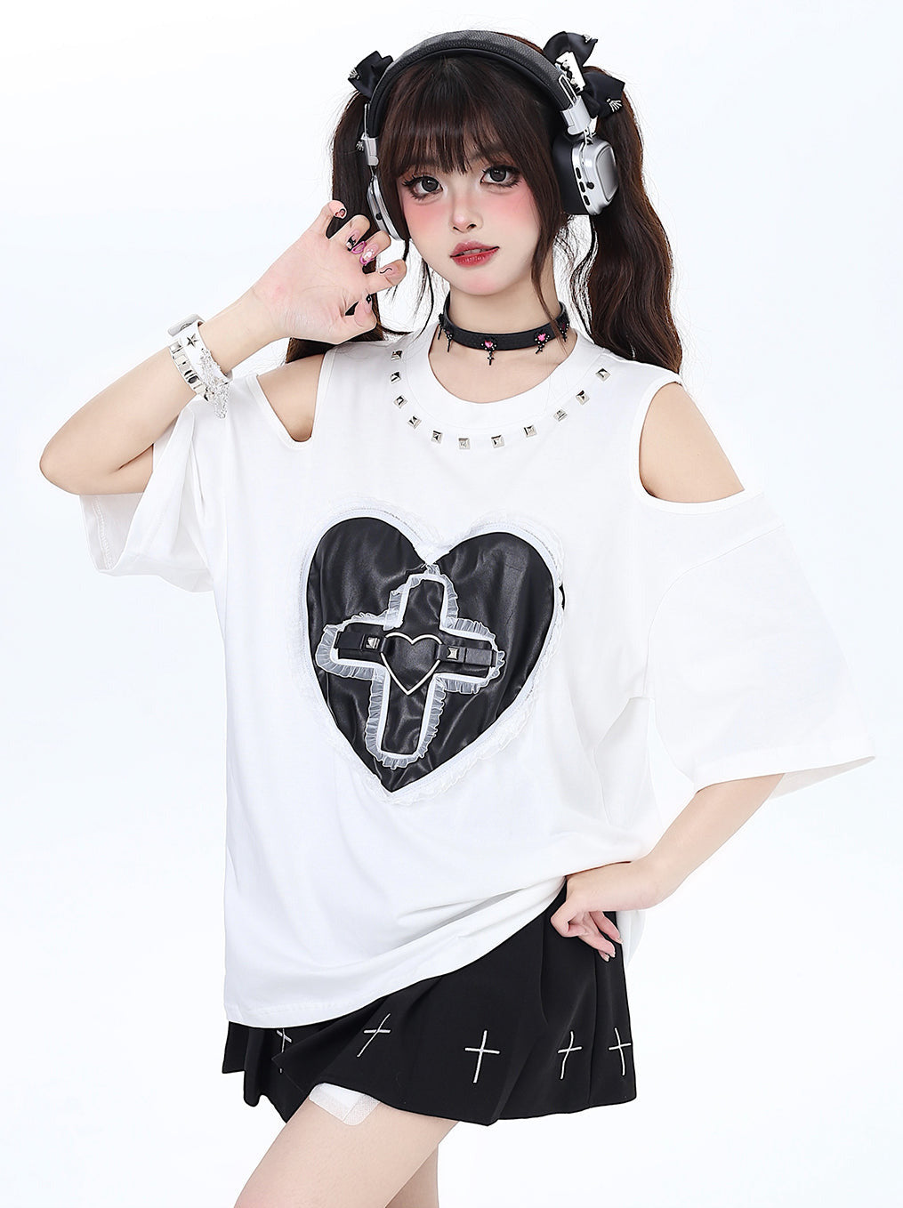 Rivet ouvert Shelder Love Lace Dark Loose T-shirt