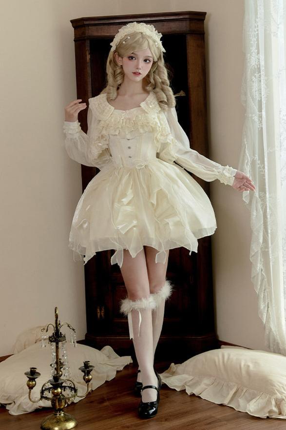 Claw Waist Soft Fishbone Summer Lolita Suspender Dress + Short Inner Tops