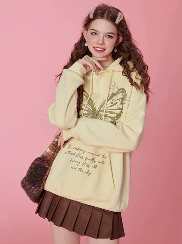 Butterfly Hooded Oversized Sweatshirt Hoodie