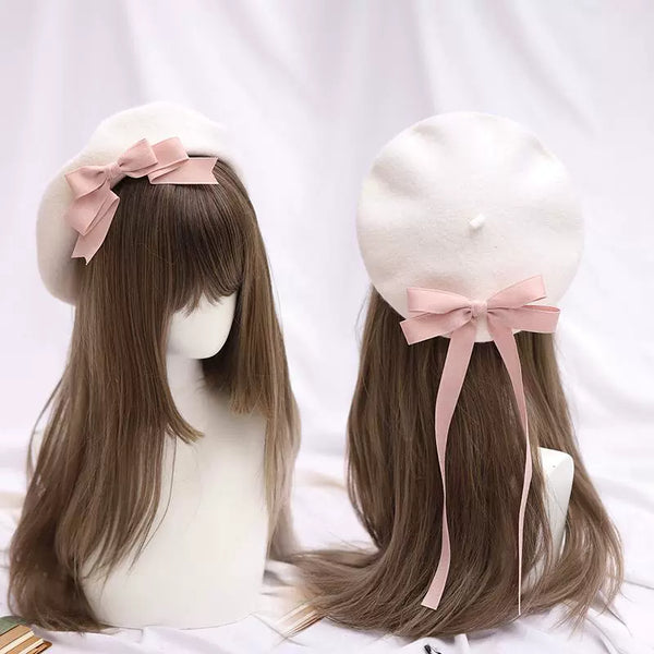 Béret doux avec nœud