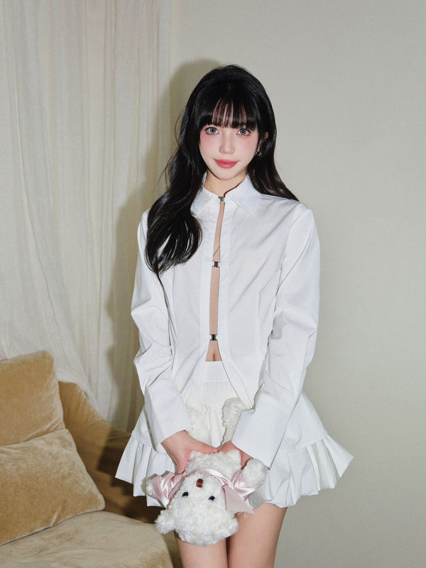 Buckle Waist Slim Shirt