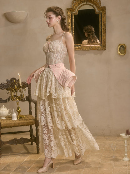 Sweet Waltz Lace Camisole + Long Skirt + Peplum Belt