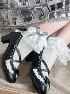 Lolita Original Elegant Lace Mid Heel Shoes