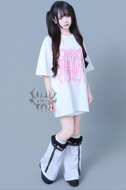 ゴシックグラフィックプリントルーズTシャツ