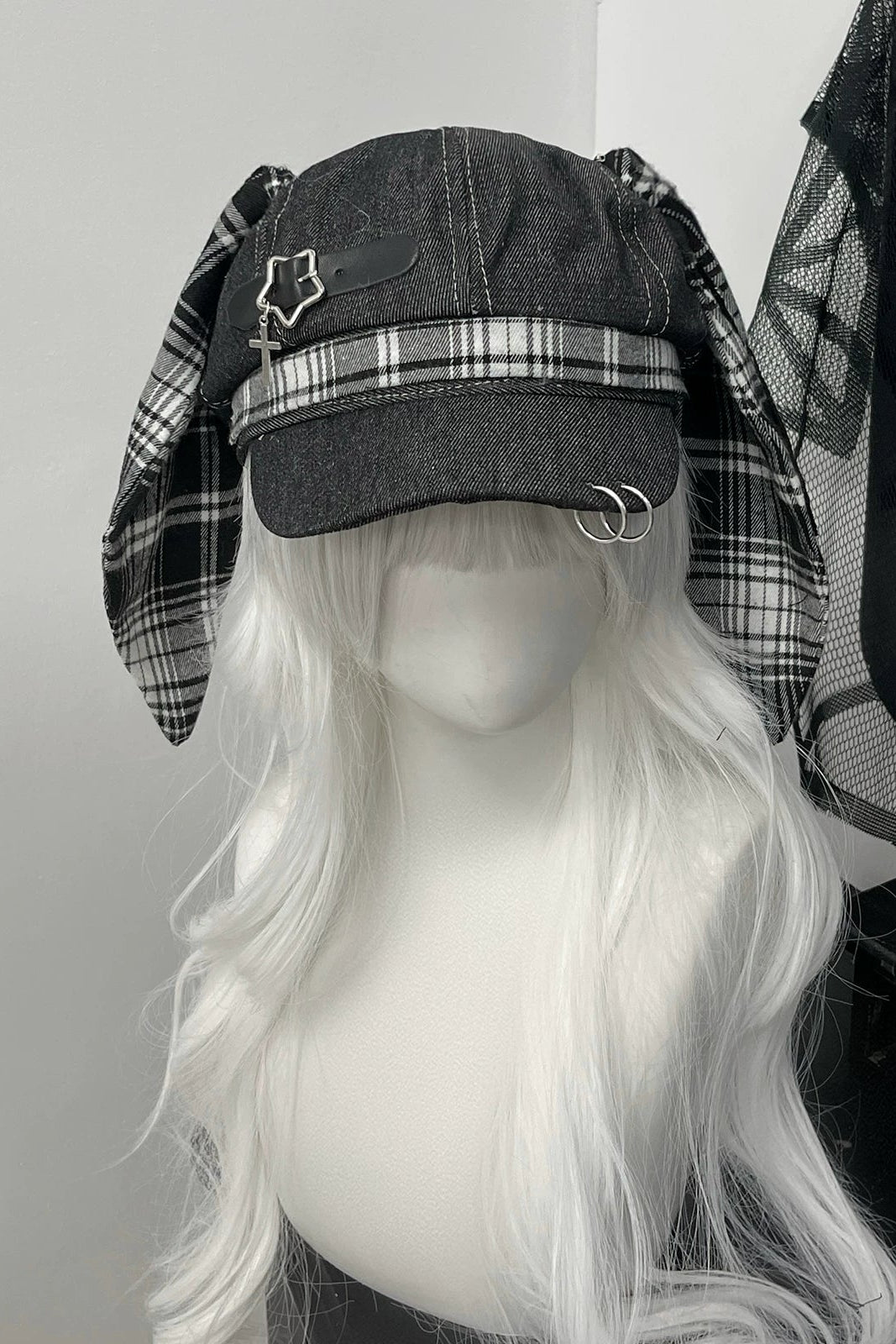 Plaid Bunny Ear Punk Subculture Hat