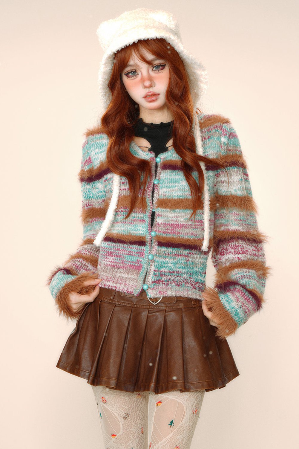 Tie Dai Knit Nave Color Cardigan