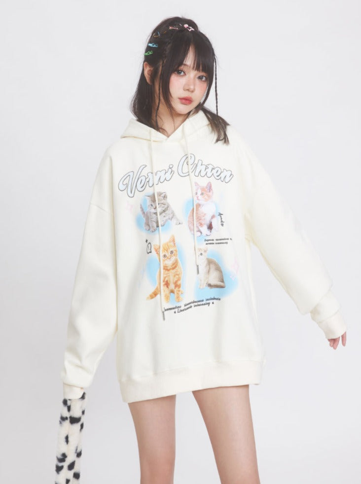 Cat Hooded Girly Hoodie