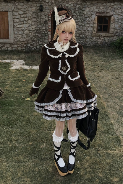 빈티지 벨벳 레이스 블레이저