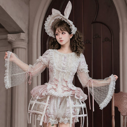 [Vorbestellschluss: 10/6] Accessoires der Castle-Bunny-Serie in Rosa/Schwarz [Hasenohren-Häubchen/Choker/Schleppe/transparente Ärmel (abnehmbare Ärmel)/Brosche/bedruckte Glockenärmel (abnehmbare Ärmel)]