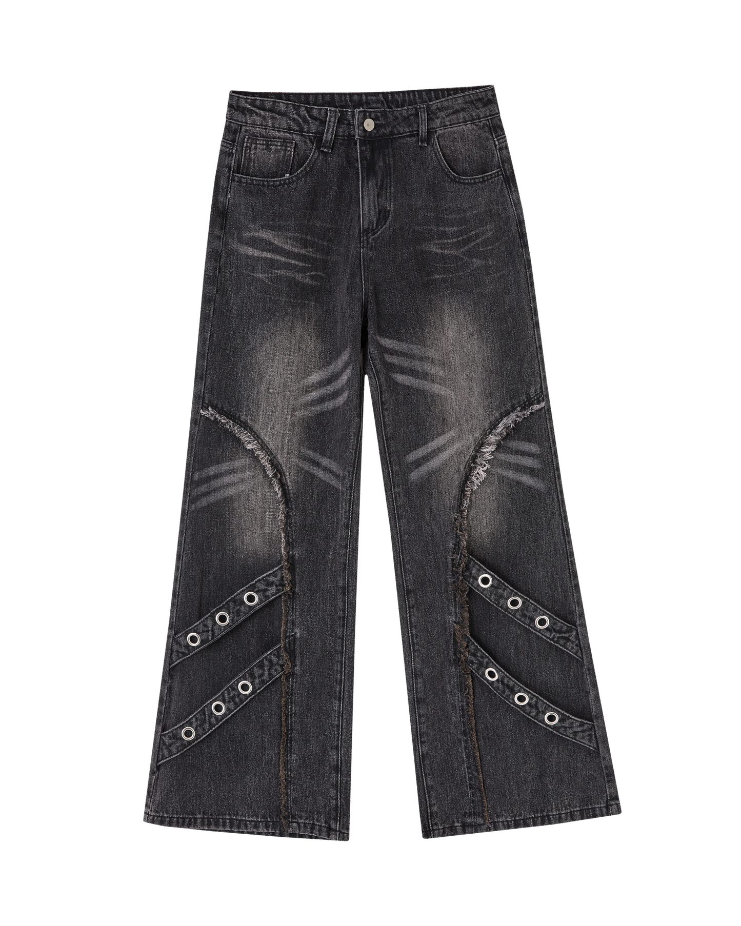 レトロウォッシュドフレイドジーンズパンツ