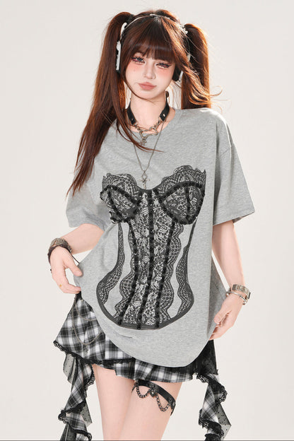 Sexy Lace Design Loose Top