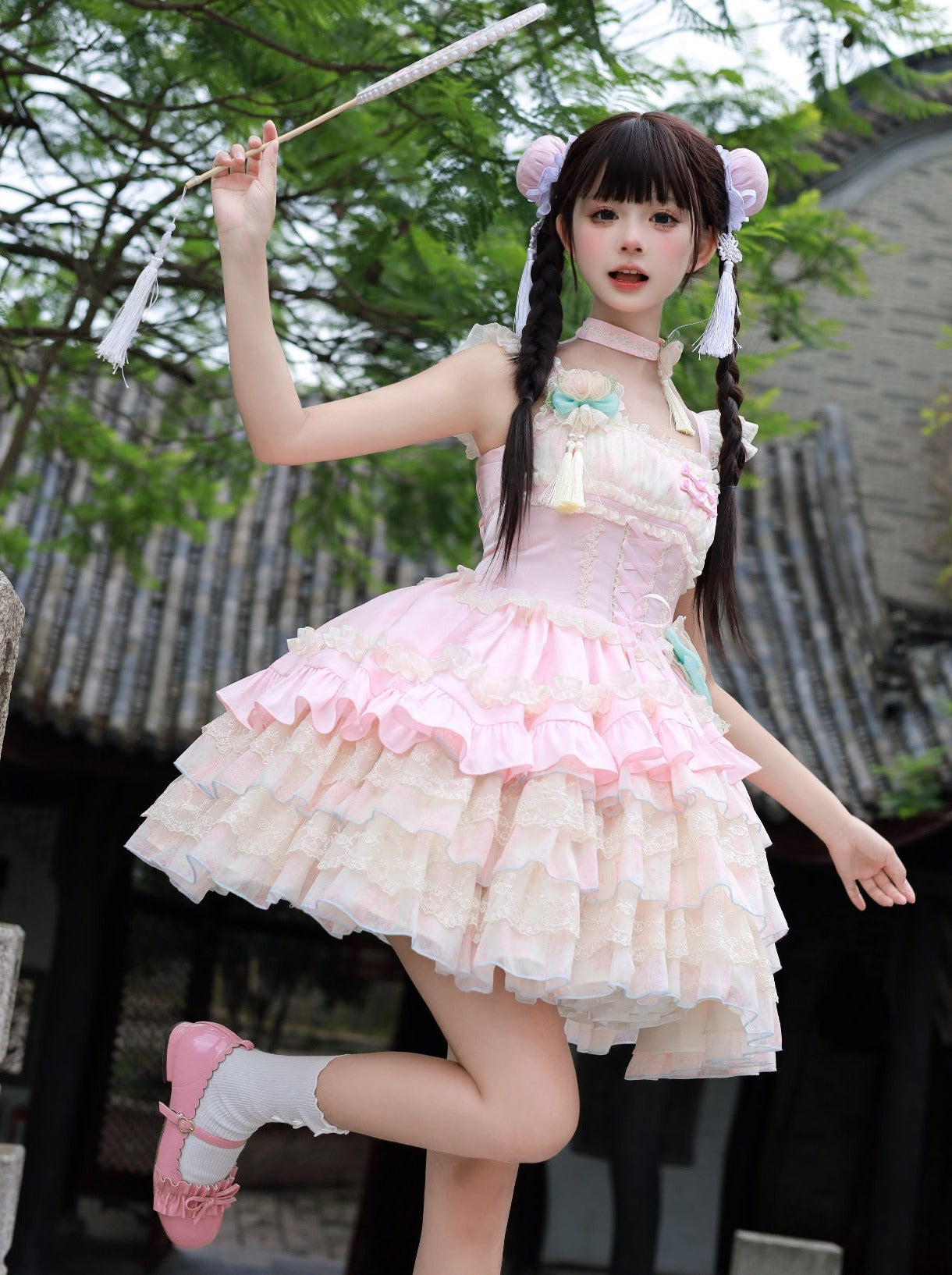 Flower Frilled Chinese Lolita Dress