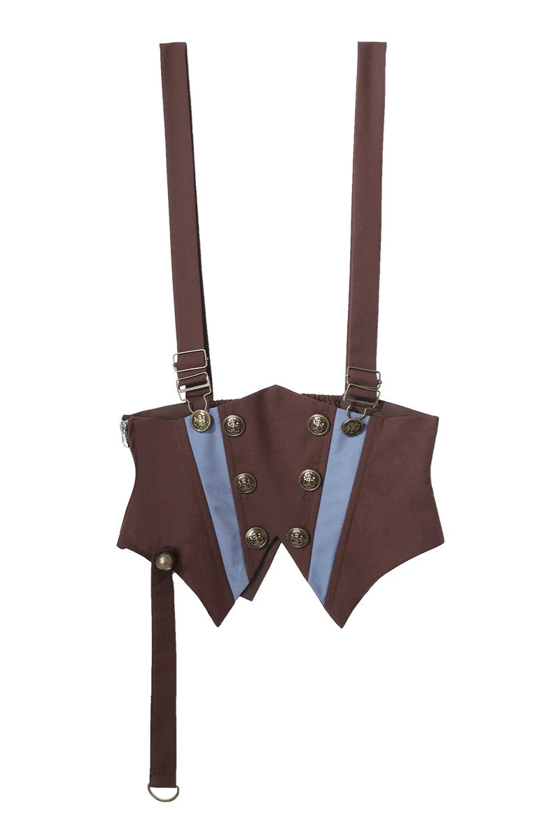【10月2日予約締切】Vintage Prince Ivory Shirt + Blue Stripe Shorts + Brown Suspender Corset + Waist Belt + Full Set