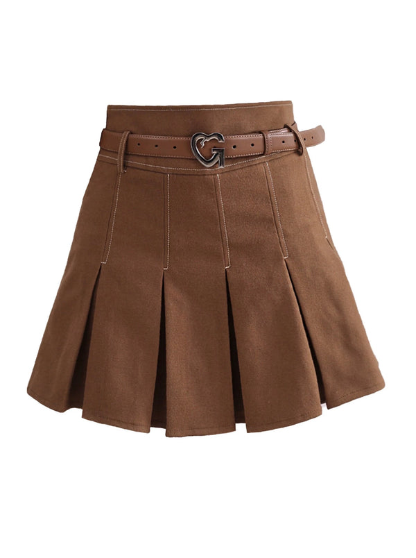 メイラードスタイル レトロチェックジャケット+プリーツスカート