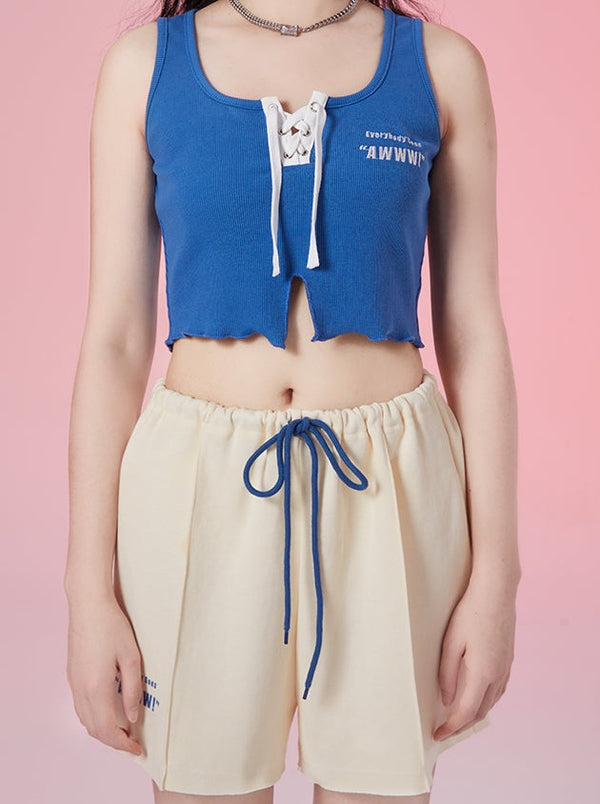 Casual sporty sweatshirt + camisole + shorts