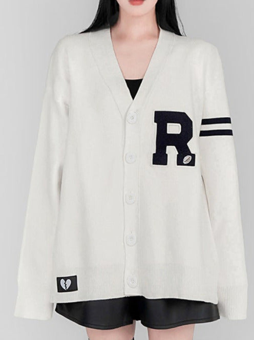 College Style Loose Knit Cardigan