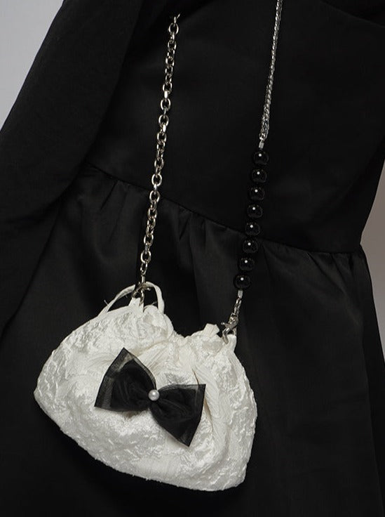 Pearl Ribbon Shoulder Chain Mini Bag