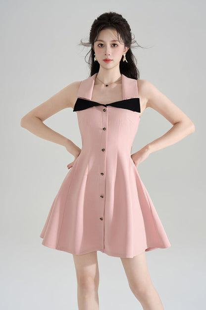Robe nuisette française rose trapèze