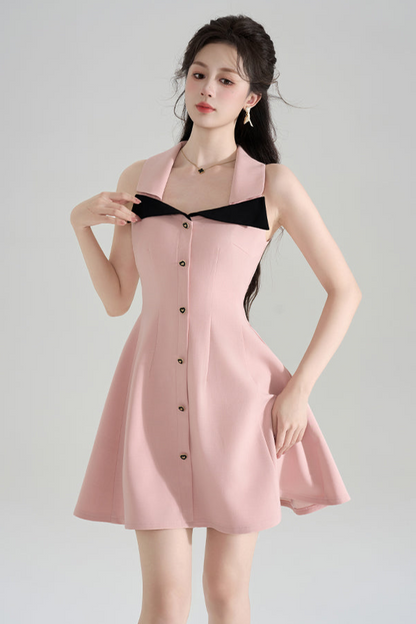 Robe nuisette française rose trapèze