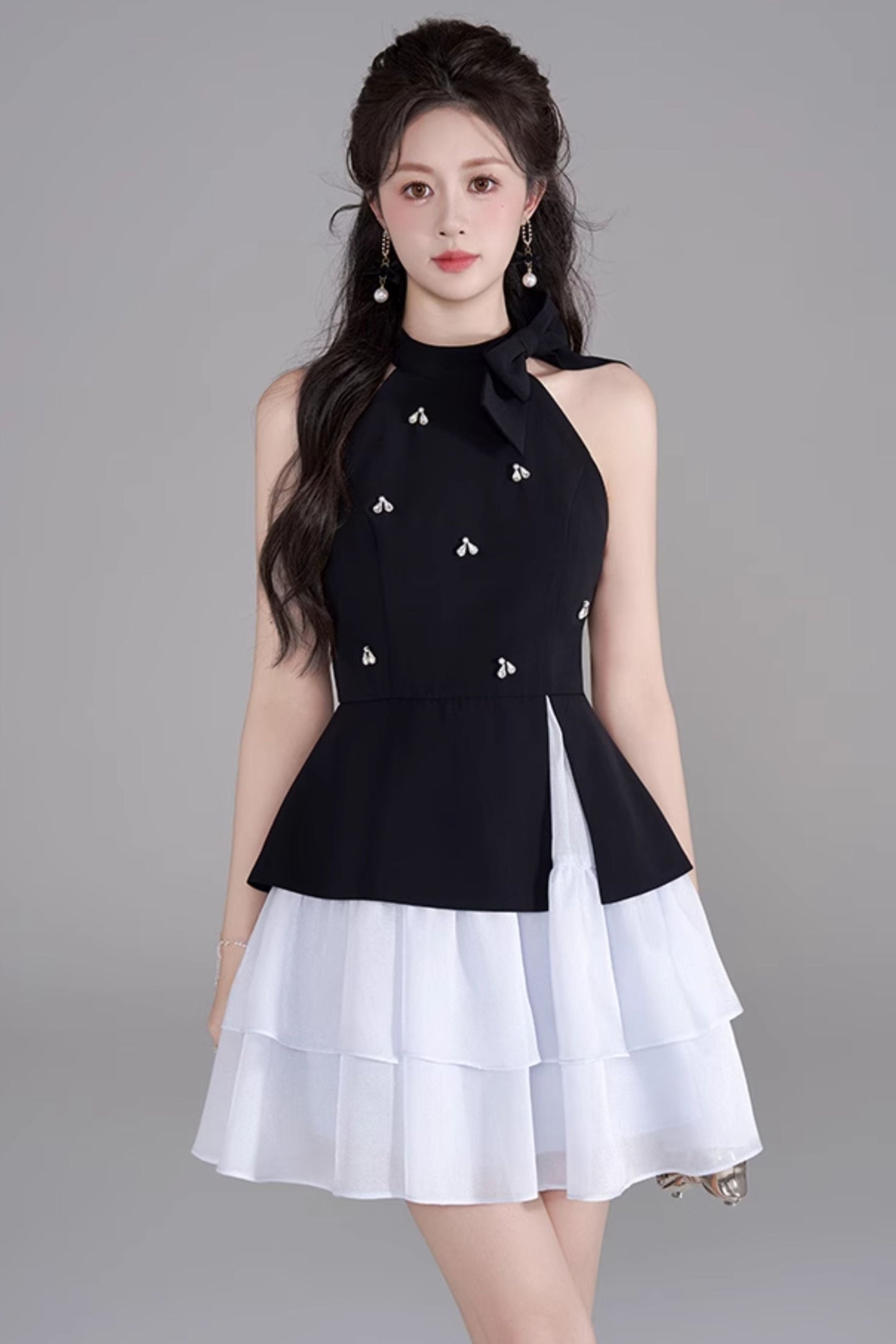 Sleeveless French Puff Dress