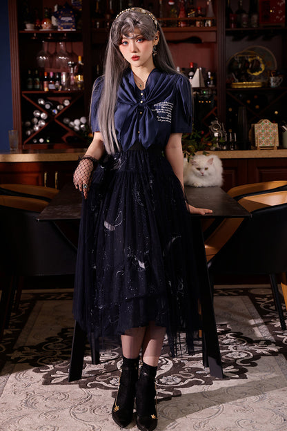 ダークムーントップス+ショートスカート+ロングスカート