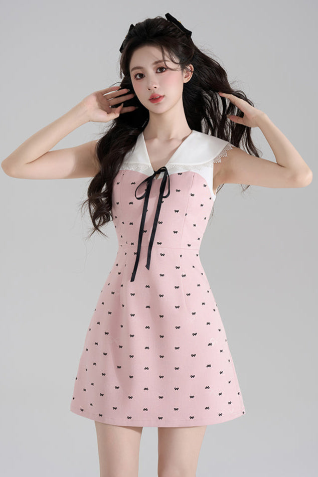 スイートガーリーピンクVネックドレス