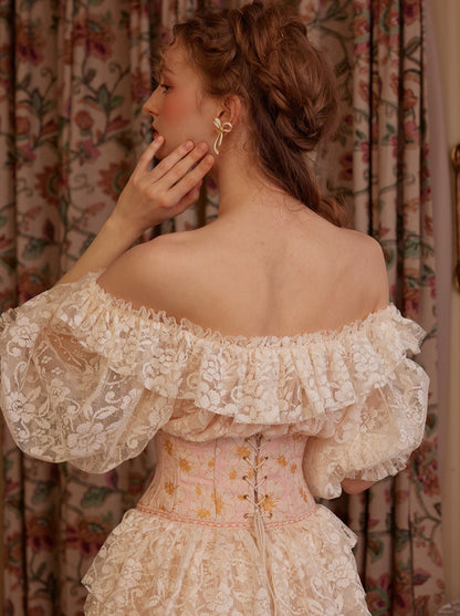 Full Lace Tiered Elegant Dress + Corset