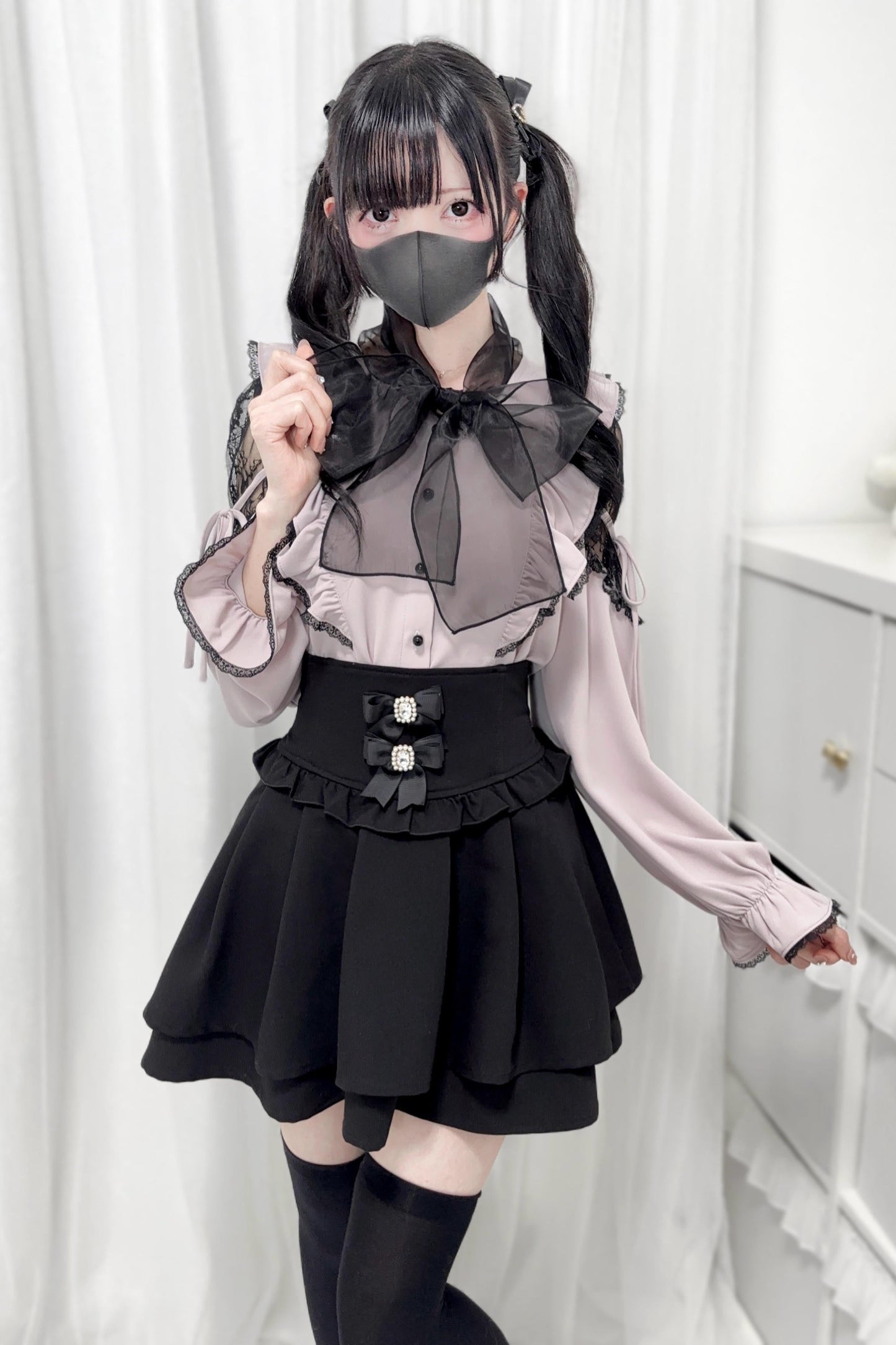 Chemisier Dark Kawaii à grand nœud
