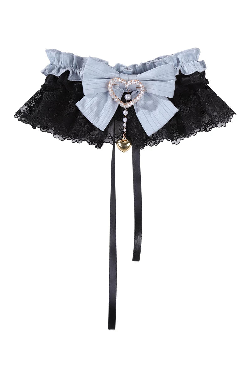 [Reservierungsschluss 10. Juli] Blau-schwarzes Alice-Gothic-Lolita-Komplettset mit Hasenohren-Haarreif und Kleid