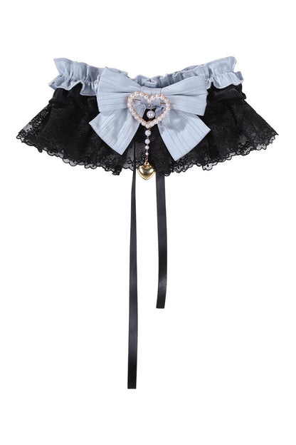 [Reservierungsschluss 10. Juli] Blau-schwarzes Alice-Gothic-Lolita-Komplettset mit Hasenohren-Haarreif und Kleid