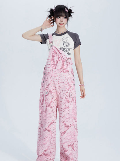 Snake Pink Design Overalls